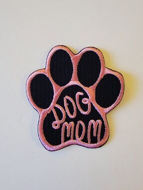 Dog Mom Paw Patch - Pink and Black Embroidered Pet Patch